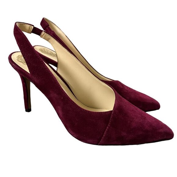 Vince Camuto ~ Wine Burgundy Alleema Suede Sling back Sandals ~ size 9 - Picture 1 of 9